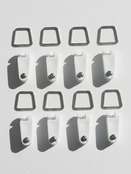 Packungsinhalt - Peddy Shield Drehfix - als senersatz - 8x Speziallaufhaken zum Festschrauben am Segel + Trapezring zum Aufhngen