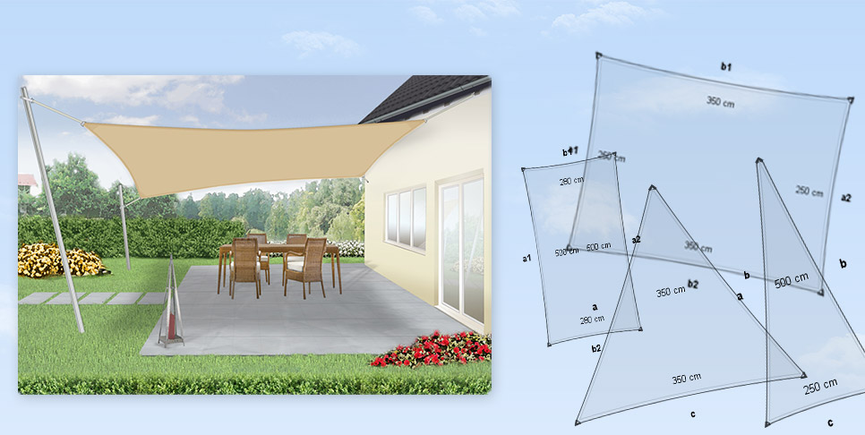 Konfigurator Sonnensegel Maßanfertigung (konkav geschnitten) von